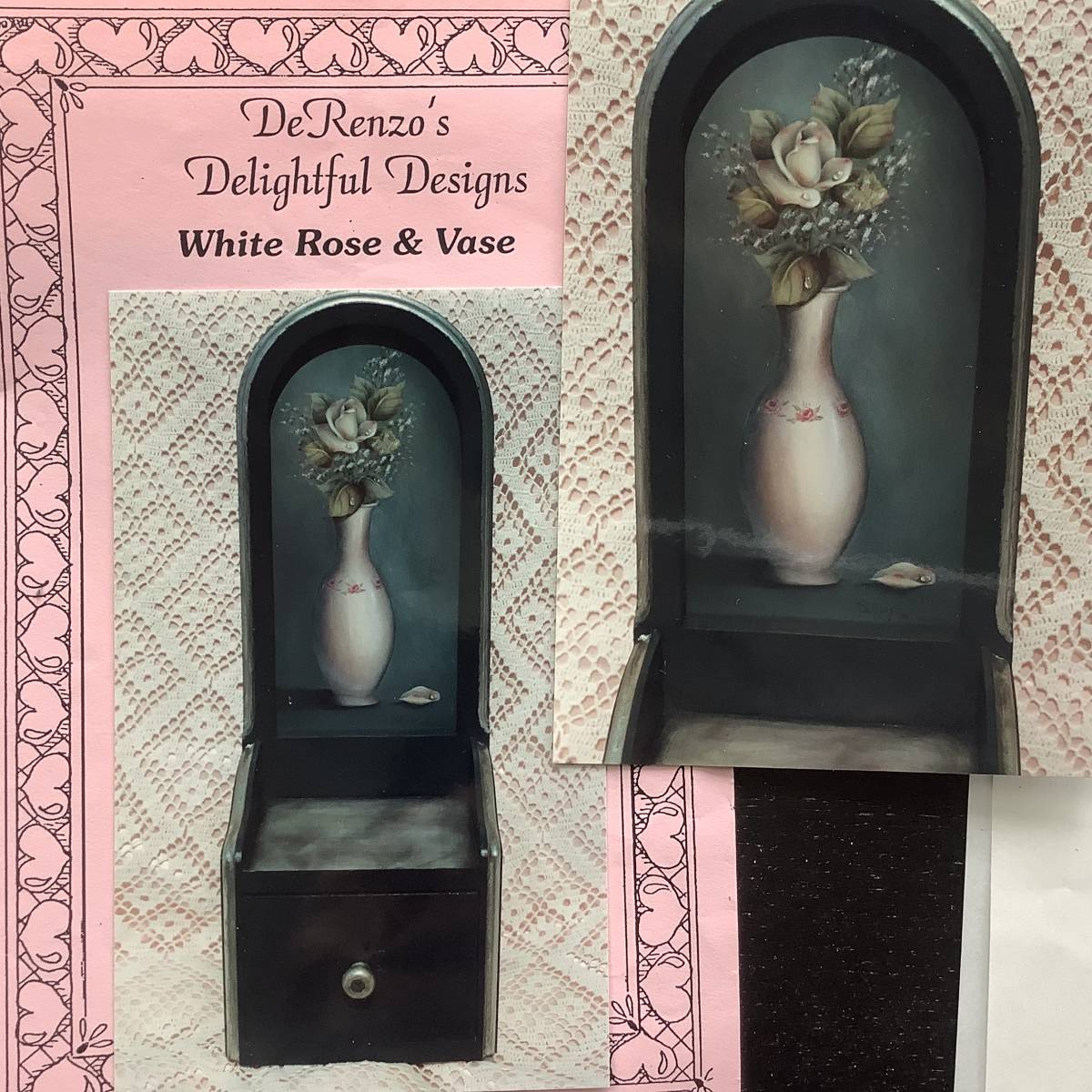 Craft Designs ■ ARTBOOK_OUTLET ■ O7-252 ★ Free Shipping Out of Print TOLE Design Packet with Japanese Translation Patty DiRenzo White Roses and Vase, Handcraft, Handicrafts, Woodworking, paint, Tole painting