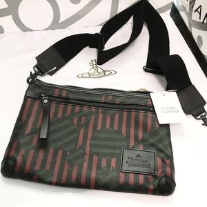 送料込●新品●Vivienne Westwood サコッシュバッグ スイカ柄ストライプ 緑×赤 塩ビ×牛革 ヴィヴィアンウエストウッド ビビアン