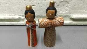 Art hand Auction Kokeshi dolls, folk crafts, local toys, Showa retro, Japanese dolls, traditional kokeshi dolls, pair, Hina dolls, doll, Character Doll, Japanese doll, Kokeshi doll