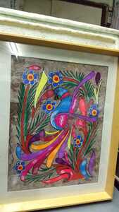 Art hand Auction 買い取り品 額 鳥の画 印刷物 水彩画, 絵画, 水彩, 自然, 風景画