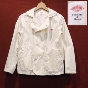 DANTON Dan ton thin Short jacket double coverall pea coat blouson eggshell white light cream color 34 / S size 