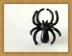 ★1粒ビジュー付き★黒いクモ/蜘蛛モチーフ★ブラックスパイダーピンバッジ/ピンズ1★65