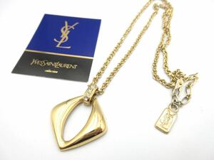 【美品】イブサンローラン ロゴ YSL ネックレス ストーン ゴールド Yves Saint Laurent プレゼント 結婚式 cr-3-f20-2