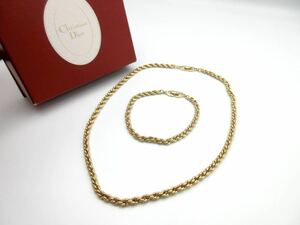 【極上美品】2点set★ Christian Dior ネックレス ブレスレット クリスチャン ディオール ヴィンテージ アクセサリー ir-15-m4-3.4(x