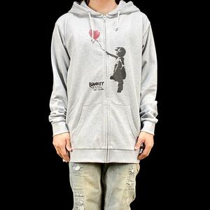 新品 大きい サイズ オーバーサイズ 対応 XXL XXXL バンクシー BANKSY 風船と少女 反転 ビッグ ジップアップ パーカー Tシャツ ロンT 対応