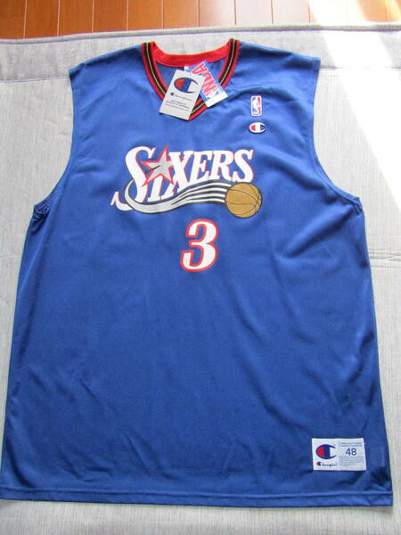 ■美品 NBA アレン・アイバーソン 76ers IVERSON ＃3 Champion SIXERS チャンピオン製 ユニフォーム　シクサーズ　タンクトップ　当時物 48