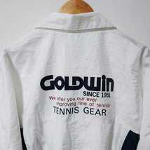 【90's】GOLDWIN ゴールドウィン テニスギア ブルゾン ジップジャケット ジャンパー Lサイズ ホワイト×ネイビー 裏メッシュ 刺繍ロゴ_画像2