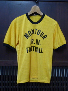 USA古着　80s SOUTHERN ATHLETIC Tシャツ M 黄 イエロー MONTOUR メッシュ リンガー スポーツ 半袖 アメリカ製