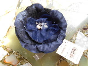  new goods tag attaching *ensuite navy blue flower corsage cotton pearl case go in including carriage * domestic production 2WAY hair ornament biju- attaching navy satin auger nji- on goods 