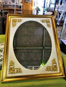 [ Aichi store ]# Italy made # wall mirror approximately 80×100. Gold × white ornament mirror * taking over welcome *