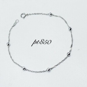 pt850 platinum 19cm bracele lady's mirror ball anklet present gift 