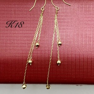 K18 18 gold long chain earrings present gift 