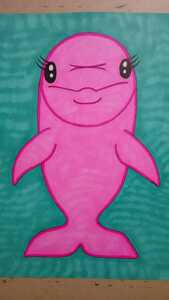 Art hand Auction B5 size original Hand-Drawn artwork illustration Pink Dolphin-chan, comics, anime goods, hand drawn illustration