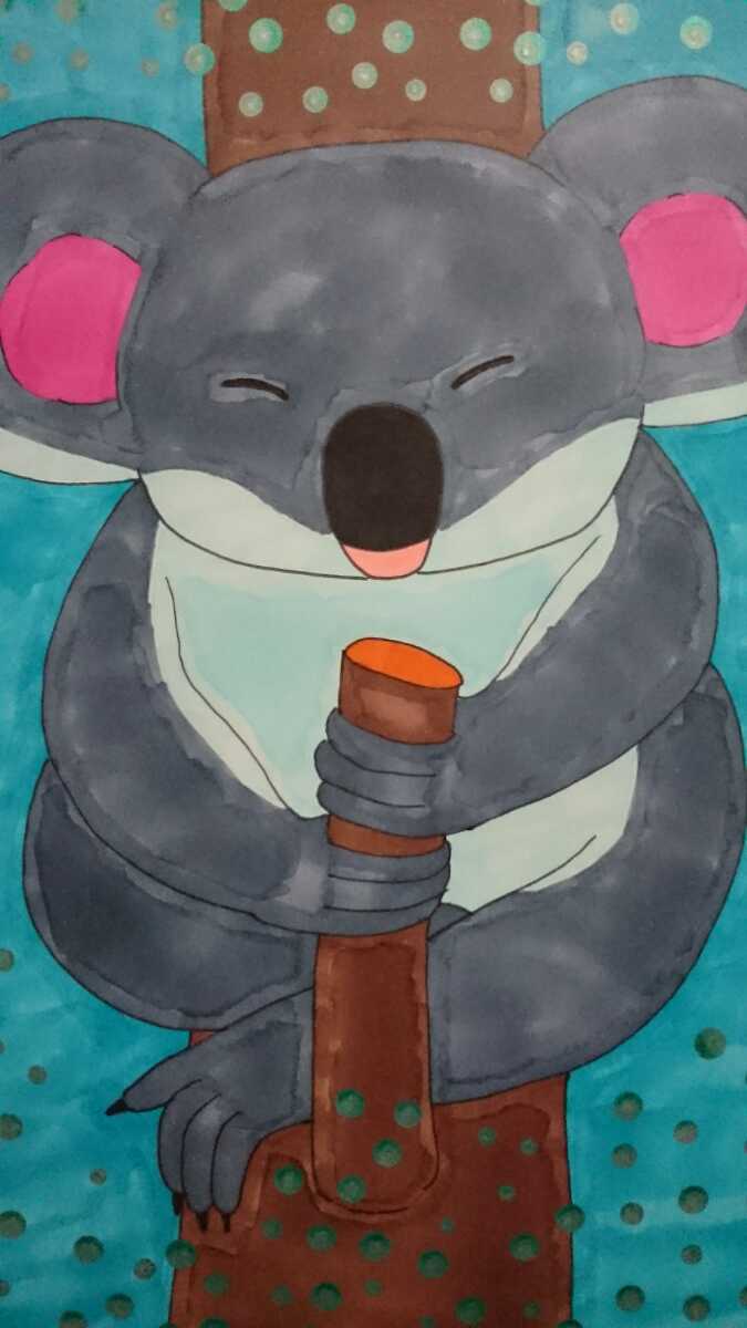 Illustration originale dessinée à la main de taille B5, koala endormi, des bandes dessinées, produits d'anime, illustration dessinée à la main