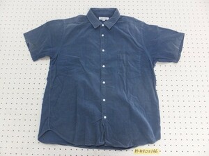〈送料280円〉BEAUTY&YOUTH UNITED ARROWS ユナイテッドアローズ メンズ 日本製 コーデュロイ 半袖シャツ 大きいサイズ XL 紺青