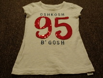 △Oshkosh フレンチスリーブ 半袖Tシャツ カットソー 130cm 生成り スパンコール キラキラ_画像1