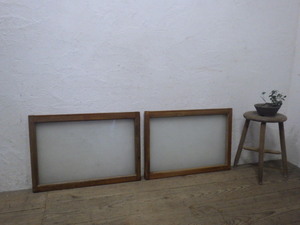 yuS621*(1)[H45cm×W64,5cm]×2 sheets * retro taste ... old tree frame glass door * fittings sliding door sash old Japanese-style house . material Vintage A.1
