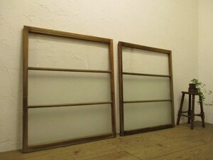 taX901*[H103cm×W88cm]×2 sheets * retro old wooden glass door * old furniture fittings sliding door garage antique Cafe L.1