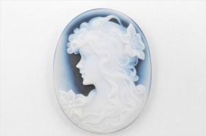 Art hand Auction Stone cameo loose ◆ Profile of a woman ◆ Approx. 45.11 x 35.04 mm Approx. 16.67 g [83.35 ct] Processing material Brooch Agate CH-192, ladies accessories, brooch, cameo