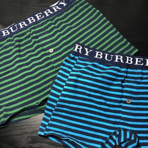 【送料無料】【未使用保管品】BURBERRY/バーバリー BOXER ボクサーパンツ(Lサイズ 84～94cm) 2点セット (カラー：ブルー・グリーン)