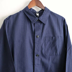  dead stock [ Europe Vintage ] cotton tsu il jacket shirt coverall / navy blue navy blue blue series / France Work 