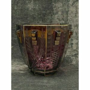 アンティーク オリジナル フランス クリスタル花瓶ボウルアートインテリアヘビー1920グラム8&#34;