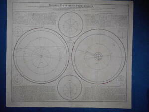 アンティーク、天文、天体、星座早見盤、手彩色銅版画、星図、1742年『ドッペルマイヤー星図　4』Star map, Planisphere, Celestial atlas