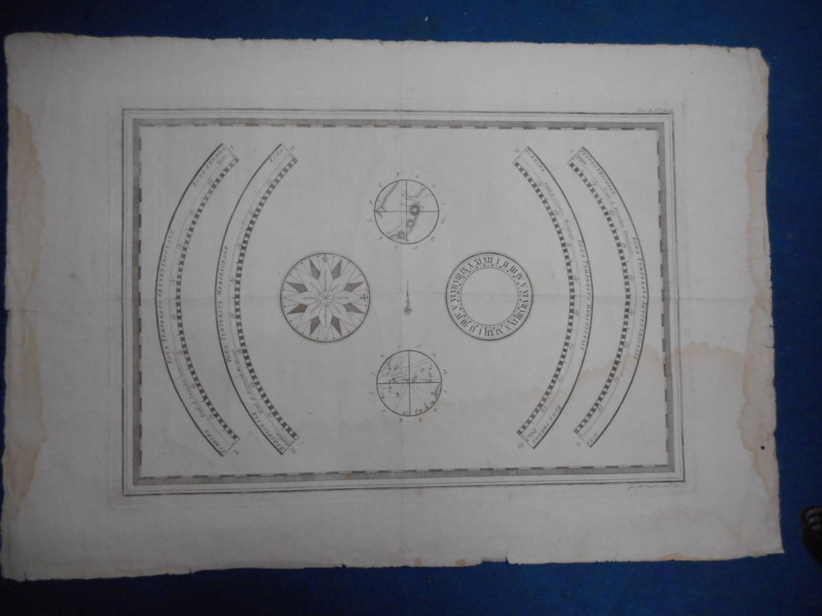 アンティーク 天文 星座早見盤 手彩色銅版画 1781年『フラムスチード