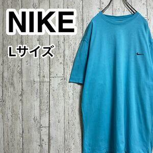 【人気アイテム】ナイキ NIKE 半袖Tシャツ Lサイズ ライトブルー 刺繍ロゴ