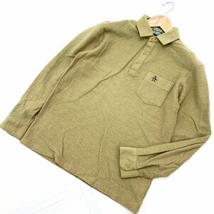  Munsingwear wear Grand s Ram * polo-shirt with long sleeves Brown beige 80-90 men's S corresponding Golf gentleman MUNSING WEAR GRAND SLAM#CE111