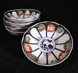  old Imari blue and white ceramics gold paint overglaze enamels .. .. circle . flower .. flower Tang . wheel flower . plate 5 customer .a-59b1235