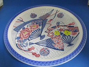 * Japanese-style tableware large plate MARUKI special selection .* flower dirt equipped diameter 38. height 4.5.tm2104-6-7*