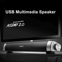 Y2393：Usb 有線スピーカー サウンドバー ポータブルハイファイ 低音 ステレオサウンド aux コンピュータ ラップトップ ホームシアター_画像1