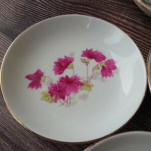  Taiwan retro * large same *Φ9.5cm legume plate small plate azalea pink gold .* Taiwan tableware * Vintage as1350006