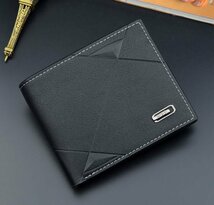 新品 メンズ 財布 カードケース ウォレット 2つ折り財布 ブラック_画像2