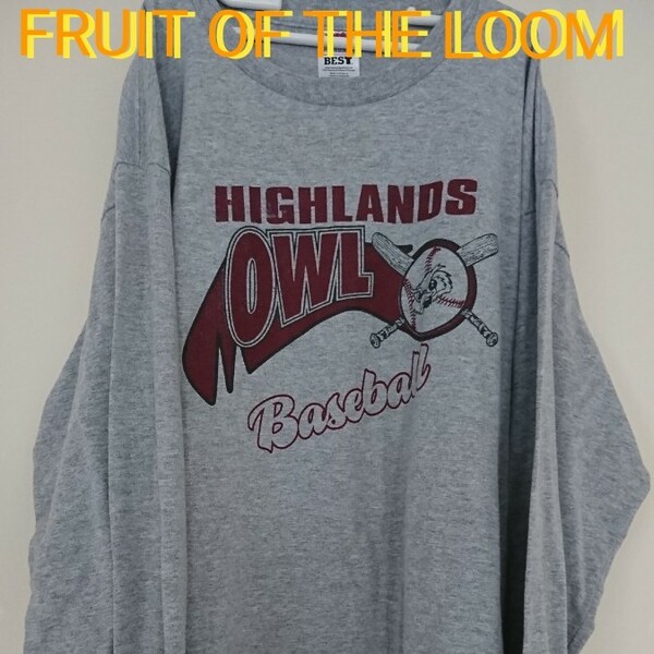 FRUIT OF THE LOOM HIGHLANDS OWL ロンT US古着 両面プリント