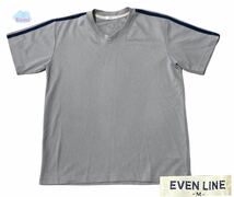 【EVEN LINE】半袖 Tシャツ グレー ライン ストライプ トップス 練習着 メンズ Mサイズ_画像1