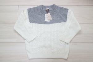 * new goods unused tag attaching * petit mainptima inner rumiya knitted sweater white gray bai color M size!