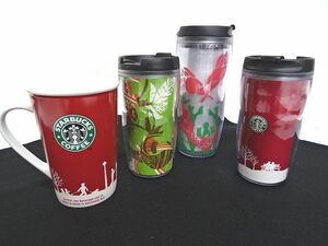  не использовался * дом хранение товар * Starbucks *2006/ Рождество Hori te- кружка 2007/ морской конек * фрукты подставка высокий стакан 4 шт совместно 