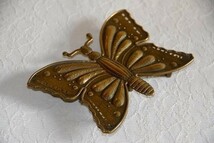 アンティーク　真鍮製、蝶型のコースター（Ｓ１４６）_画像1
