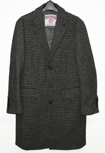 アーバンリサーチ ロッソ × ハリスツイード 17AW チェスターコート S 美品 定価約47,300円 千鳥格子 URBAN RESEARCH ROSSO HARRIS TWEED