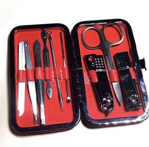 未使用品 クロコケース ネイルケア 爪切りセット アメニティ ネイルセット レザー 化粧 メイクアップ スタイリスト(101)