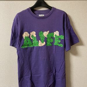 エーライフ alife Tシャツ カットソー 半袖 クルーネック 丸首 プリント 紫 パープル M