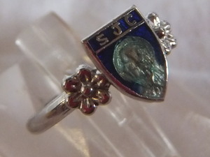 10 number 1.69 gram * frame . right reading original silver stamp SJC(SEIBO Jr COLLEGE) Mali a enamel ring college ring Japan Vintage *B