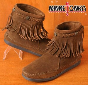 MINNETONKA ミネトンカ フリンジ付 モカシンブーツ 【293】ブラウンスエード 23.0cm(312