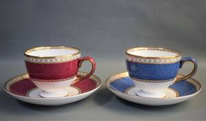 MADE IN ENGLAND　ULANDER　W2376　WEDGWOOD　ウェッジウッド　ユーランダー　パウダー　ルビー＆ブルー　珈琲　coffee C＆S 英国 食器 2客