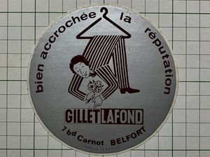  France. sticker : GILLET LAFOND gentleman clothes advertisement . orchid design advertisement Vintage +Ma