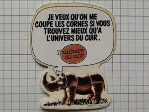 [ half transparent ] foreign. sticker : rhinoceros design advertisement Vintage +De