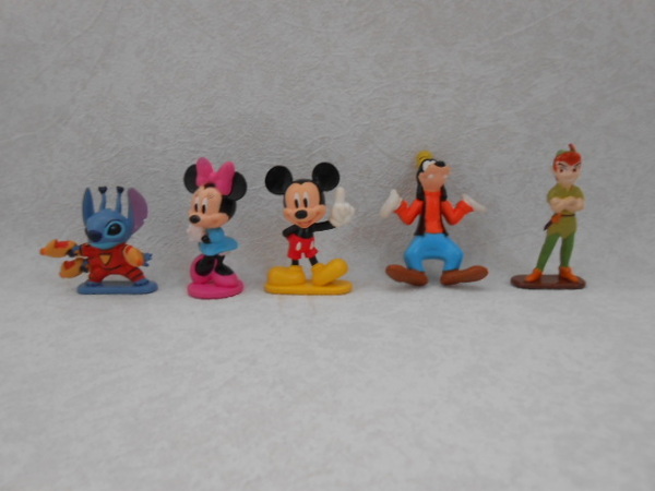 ◇ 即決 送料無料 Disney ディズニー ソフビ フィギュア ミニフィギュア スティッチ ピーター・パン ミッキー ミニー グーフィー 5個 人形