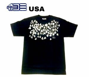 ●新品●4∃≡／フオース● MADE IN USA 半袖Tシャツ プリント　ネイビー　Mサイズ